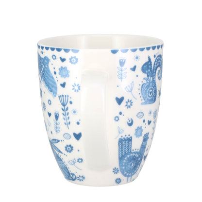 Joyce & Joan Animal Folk Penzance Blue Pattern Fine China Mug 450ml