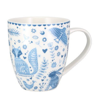 Joyce & Joan Animal Folk Penzance Blue Pattern Fine China Mug 450ml